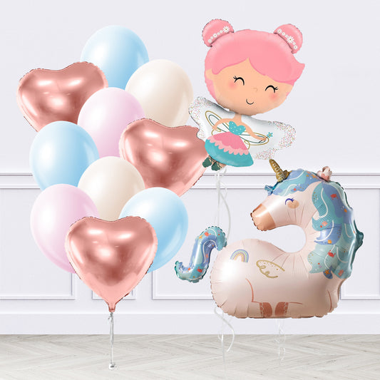 Fairy Princess & Unicorn Inflated Balloon Package