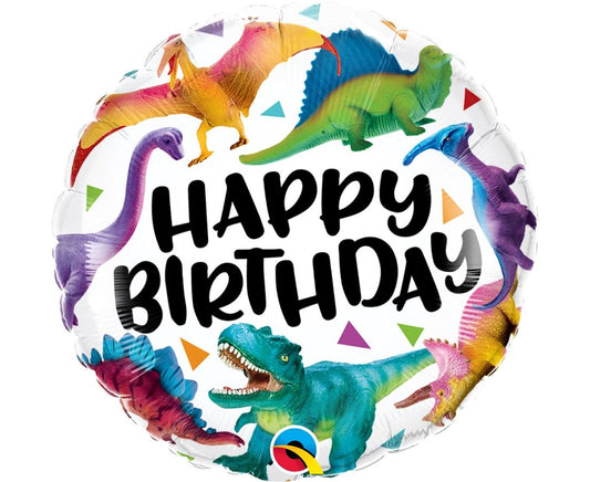 Happy Birthday Colorful Dinosaurs Foil Balloon 18" 45 cm - Confetti Party Store Balloons Limassol