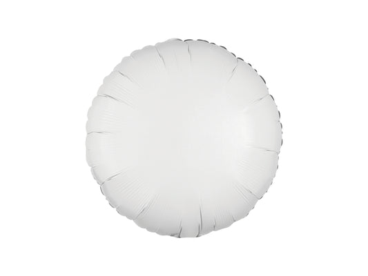 Круглый фольгированный шар белый металлик 43см
