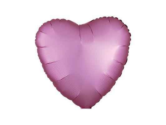 Фольгированный шар в форме сердца с шелковым блеском Фламинго 46см
