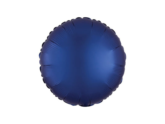 Круглый фольгированный шар Шелковый Блеск Темно-Синий 43см