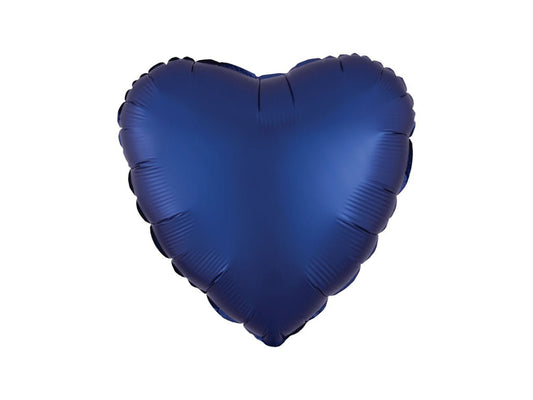 Фольгированный шар в форме сердца с шелковым блеском, темно-синий, 46см