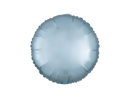 Круглый Фольгированный Шар Шелковый Блеск Пастельно-Синий 43см
