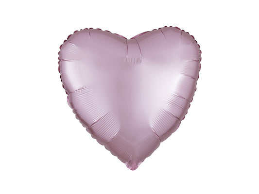 Heart Foil Balloon Silk Lustre Pastel Pink 46cm - Confetti Party Store Balloons Limassol