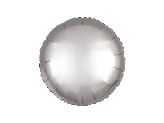 Круглый Фольгированный Шар Шелковый Блеск Серебристый 43см