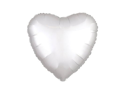 Heart Foil Balloon Silk Lustre White 46cm