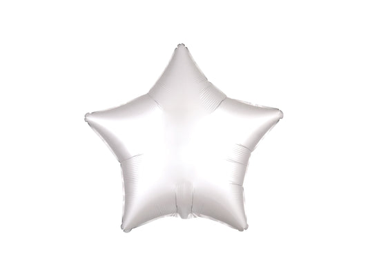 Star Foil Balloon Silk Lustre White 46cm