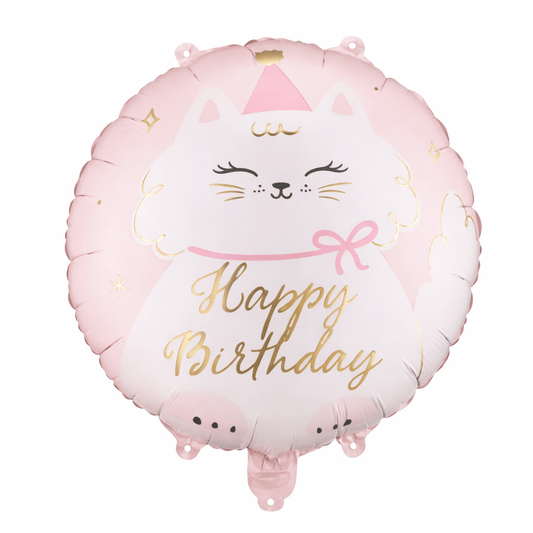 Happy Birthday Cat Foil Balloon 35 cm - Confetti Party Store Balloons Limassol