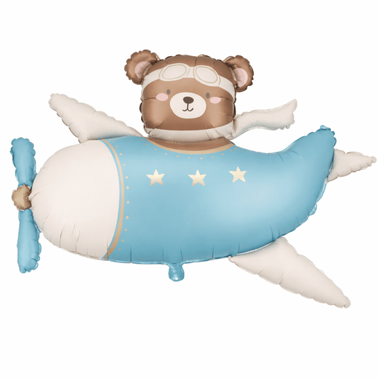 Bear in Airplane Foil Balloon 94 cm - Confetti Party Store Balloons Limassol
