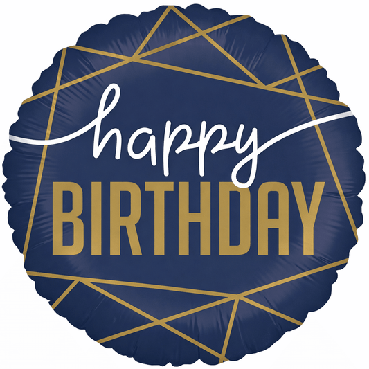 Elegant Navy Happy Birthday Foil Balloon 46 cm - Confetti Party Store Balloons Limassol