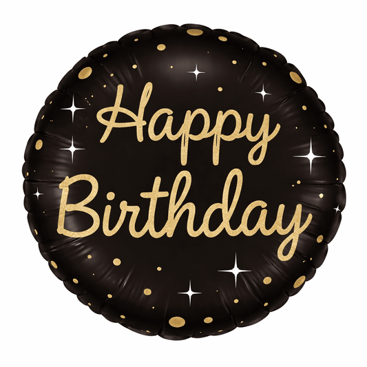 Black Gold Happy Birthday Foil Balloon 46 cm - Confetti Party Store Balloons Limassol