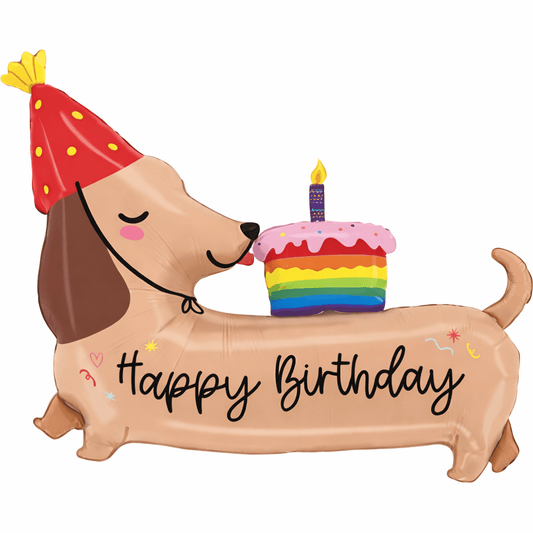 Birthday Dachshund Dog Foil Balloon 109 cm - Confetti Party Store Balloons Limassol