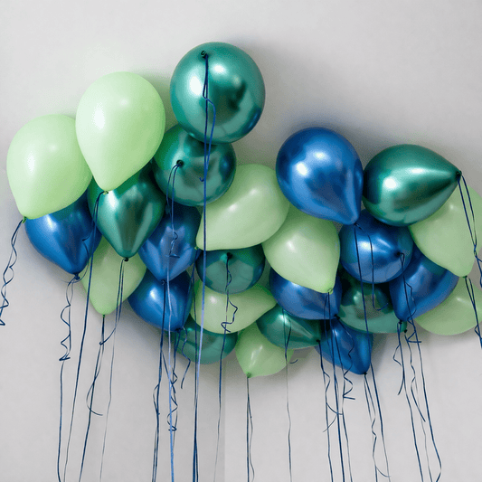 Kiwi, Green Chrome &amp; Blue Chrome Ceiling Balloons - Confetti Party Store Balloons Limassol