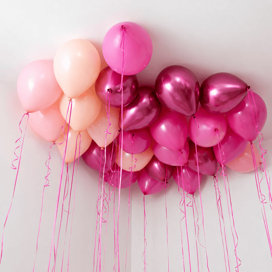Fuchsia, Chrome Magenta, Macaroon Peach &amp; Pink Ceiling Balloons - Confetti Party Store Balloons Limassol