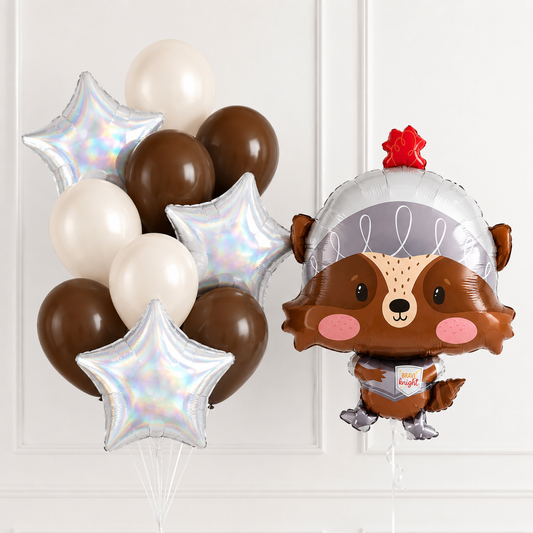 Brave Knight Raccoon Helium Balloon Set