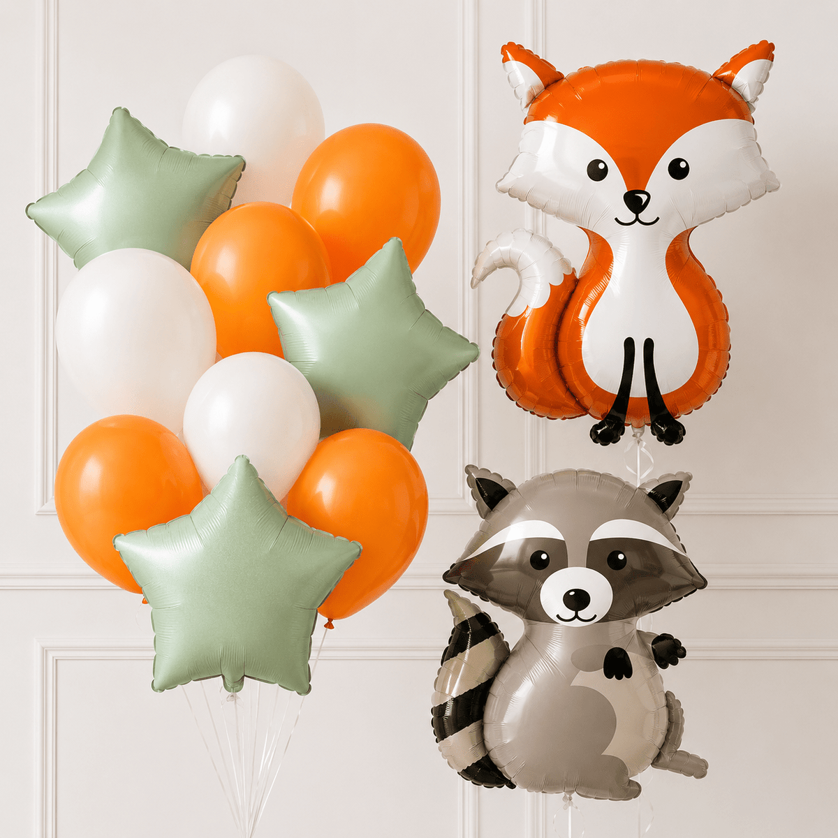 Woodland Fox & Raccoon Helium Balloon Set - Confetti Party Store Balloons Limassol