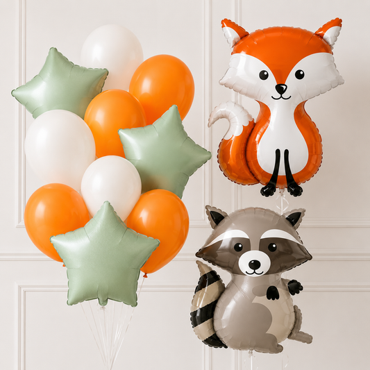 Woodland Fox & Raccoon Helium Balloon Set