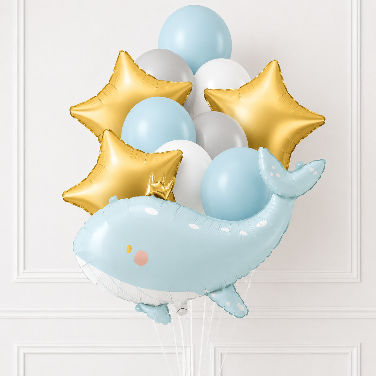 Sky Blue Whale Inflated Balloon Package