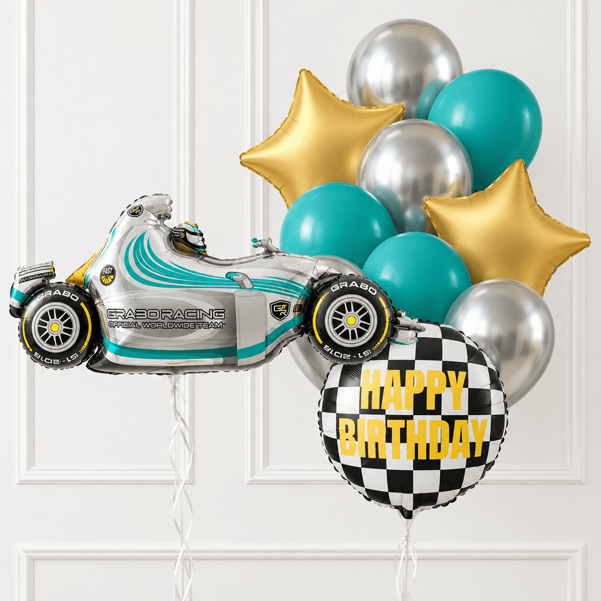 Formula Racing Car Helium Balloon Set - Confetti Party Store Balloons Limassol