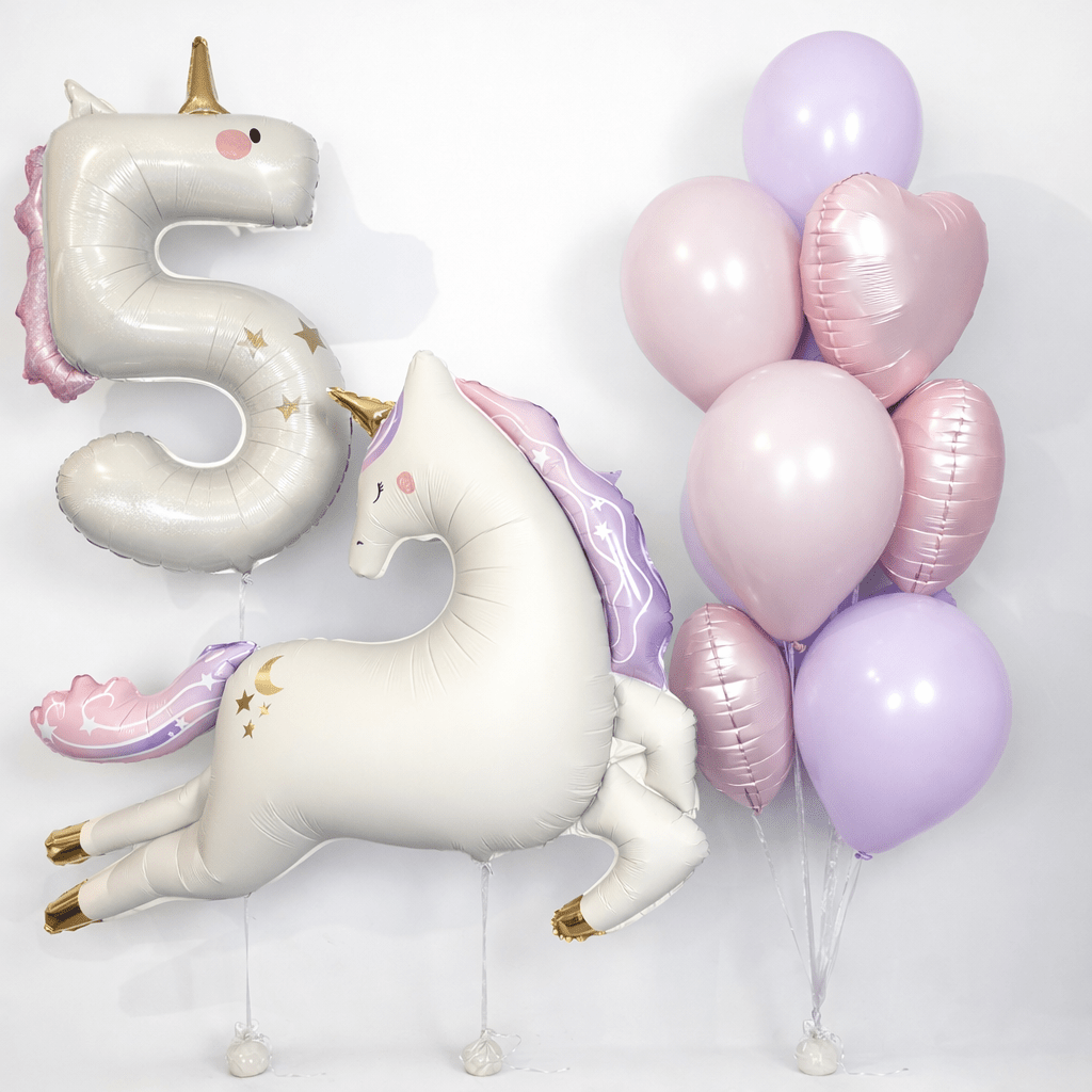 Unicorn Balloon Set with Number and Bouquet - Confetti Party Store Balloons Limassol