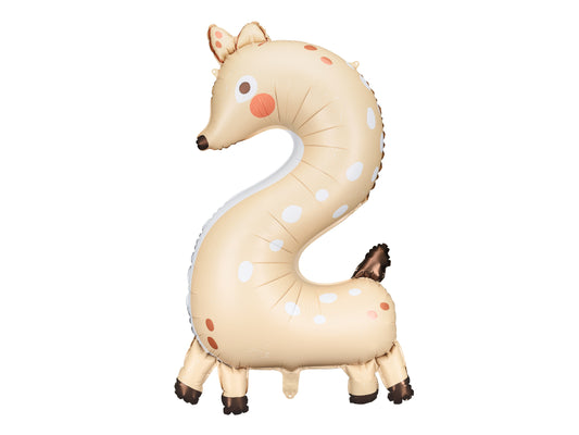 Number 2 Roe Deer Foil Balloon 102cm - Confetti Party Store Balloons Limassol