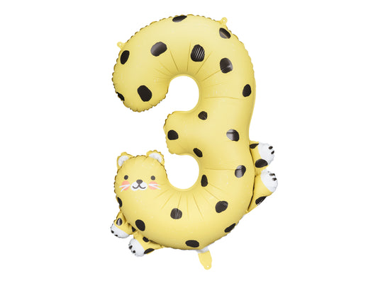 Number 3 Cheetah Foil Balloon 98cm - Confetti Party Store Balloons Limassol