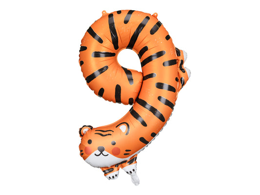 Number 9 Tiger Foil Balloon 87cm - Confetti Party Store Balloons Limassol