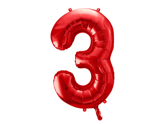 Number 3 Foil Balloon Red 86cm - Confetti Party Store Balloons Limassol