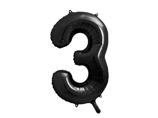 Number 3 Foil Balloon Black 86cm - Confetti Party Store Balloons Limassol
