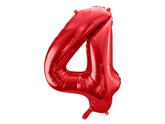 Number 4 Foil Balloon Red 86cm - Confetti Party Store Balloons Limassol