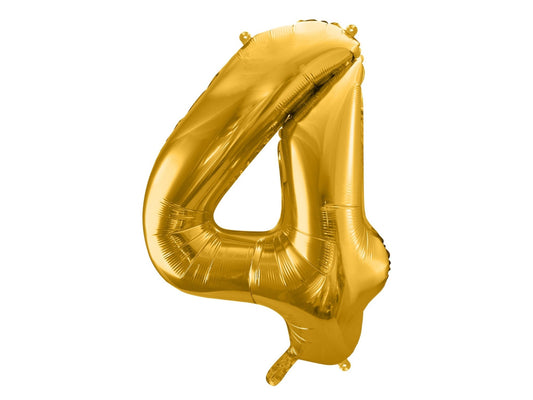Number 4 Foil Balloon Gold 86cm - Confetti Party Store Balloons Limassol