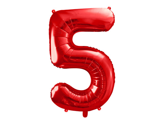 Number 5 Foil Balloon Red 86cm - Confetti Party Store Balloons Limassol