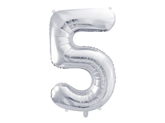Number 5 Foil Balloon Silver 86cm