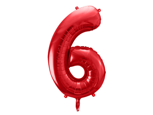 Number 6 Foil Balloon Red 86cm - Confetti Party Store Balloons Limassol
