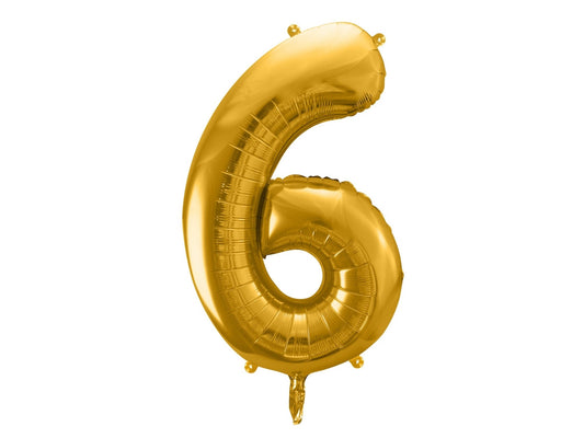Number 6 Foil Balloon Gold 86cm - Confetti Party Store Balloons Limassol