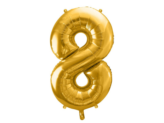 Number 8 Foil Balloon Gold 86cm - Confetti Party Store Balloons Limassol