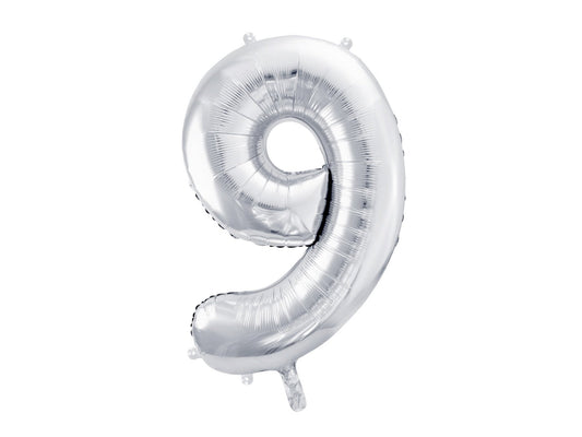 Number 9 Foil Balloon Silver 86cm - Confetti Party Store Balloons Limassol