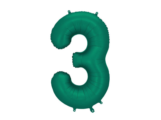 Number 3 Foil Balloon, 86cm, Bottle Green - Confetti Party Store Balloons Limassol