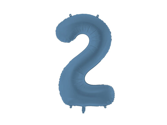 Number 2 Foil Balloon, 86cm, Matte Blue - Confetti Party Store Balloons Limassol