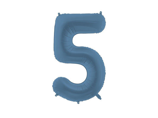 Number 5 Foil Balloon, 86cm, Matte Blue - Confetti Party Store Balloons Limassol