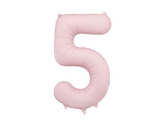 Number 5 Foil Balloon, 86cm, Matte Light Pink - Confetti Party Store Balloons Limassol