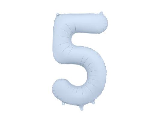 Number 5 Foil Balloon, 86cm, Matte Misty Blue - Confetti Party Store Balloons Limassol