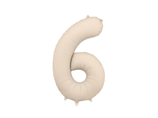 Number 6 Foil Balloon, 86cm, Matte Beige - Confetti Party Store Balloons Limassol
