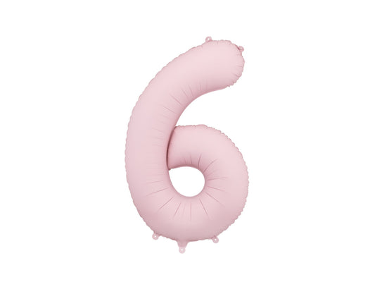 Number 6 Foil Balloon, 86cm, Matte Light Pink - Confetti Party Store Balloons Limassol