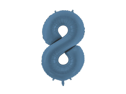 Number 8 Foil Balloon, 86cm, Matte Blue - Confetti Party Store Balloons Limassol