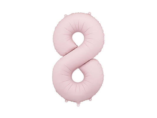 Number 8 Foil Balloon, 86cm, Matte Light Pink - Confetti Party Store Balloons Limassol