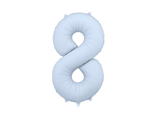 Number 8 Foil Balloon, 86cm, Matte Misty Blue - Confetti Party Store Balloons Limassol