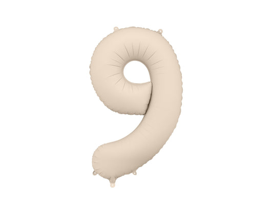 Number 9 Foil Balloon, 86cm, Matte Beige - Confetti Party Store Balloons Limassol