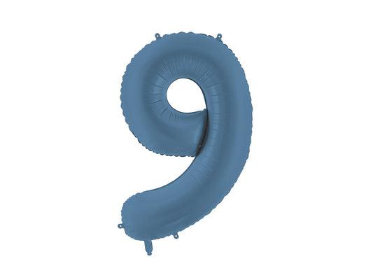 Number 9 Foil Balloon, 86cm, Matte Blue - Confetti Party Store Balloons Limassol