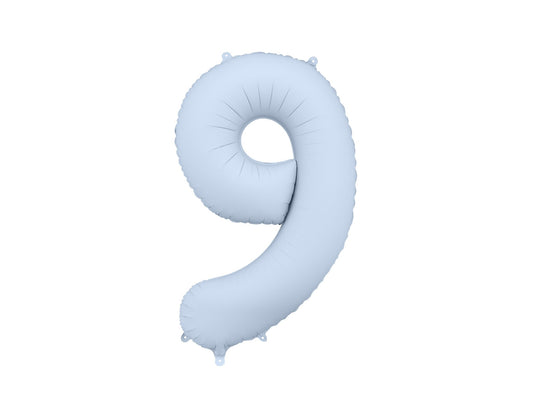 Number 9 Foil Balloon, 86cm, Matte Misty Blue - Confetti Party Store Balloons Limassol
